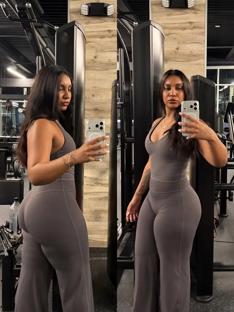 Gym OOTD｜灰调挂脖上衣&阔腿裤