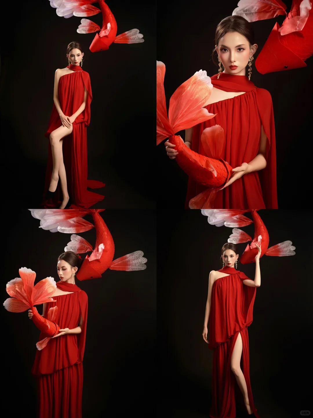 今日妆造｜红裙锦鲤写真