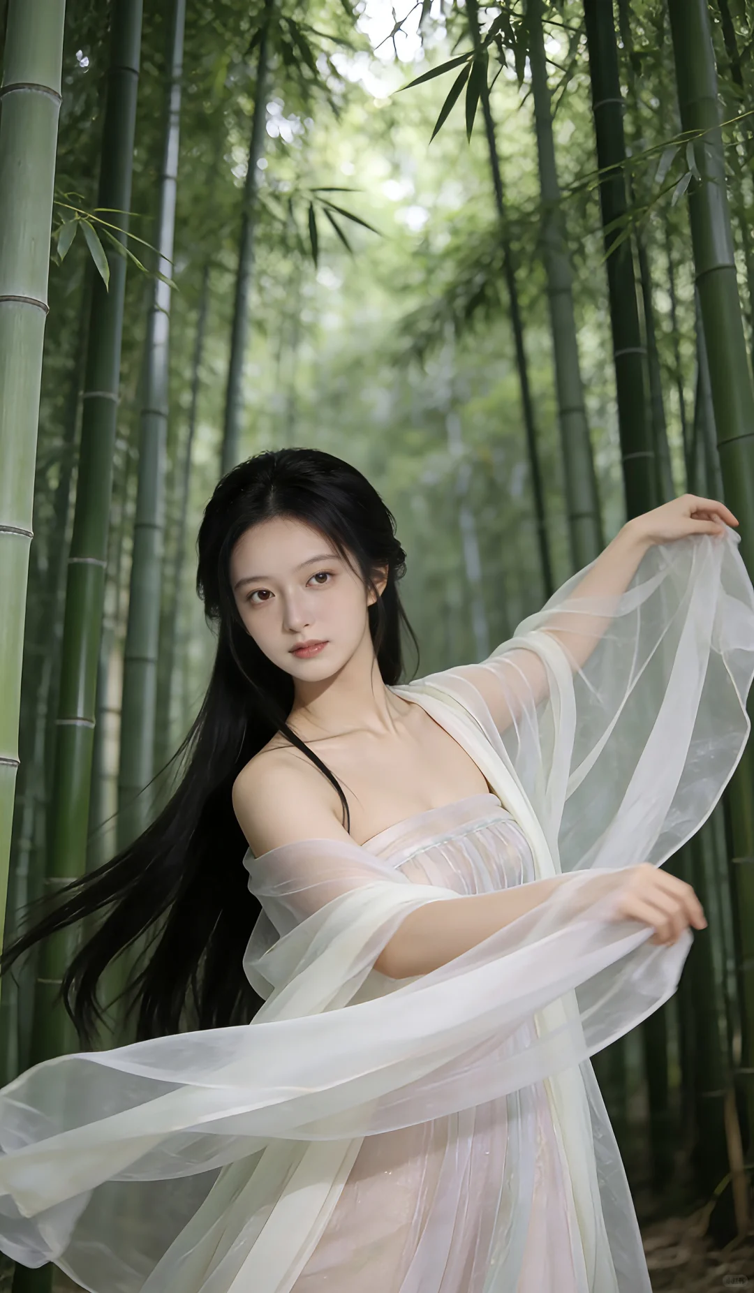 壁纸系：竹林中的姑娘，救命她真的好清纯～～