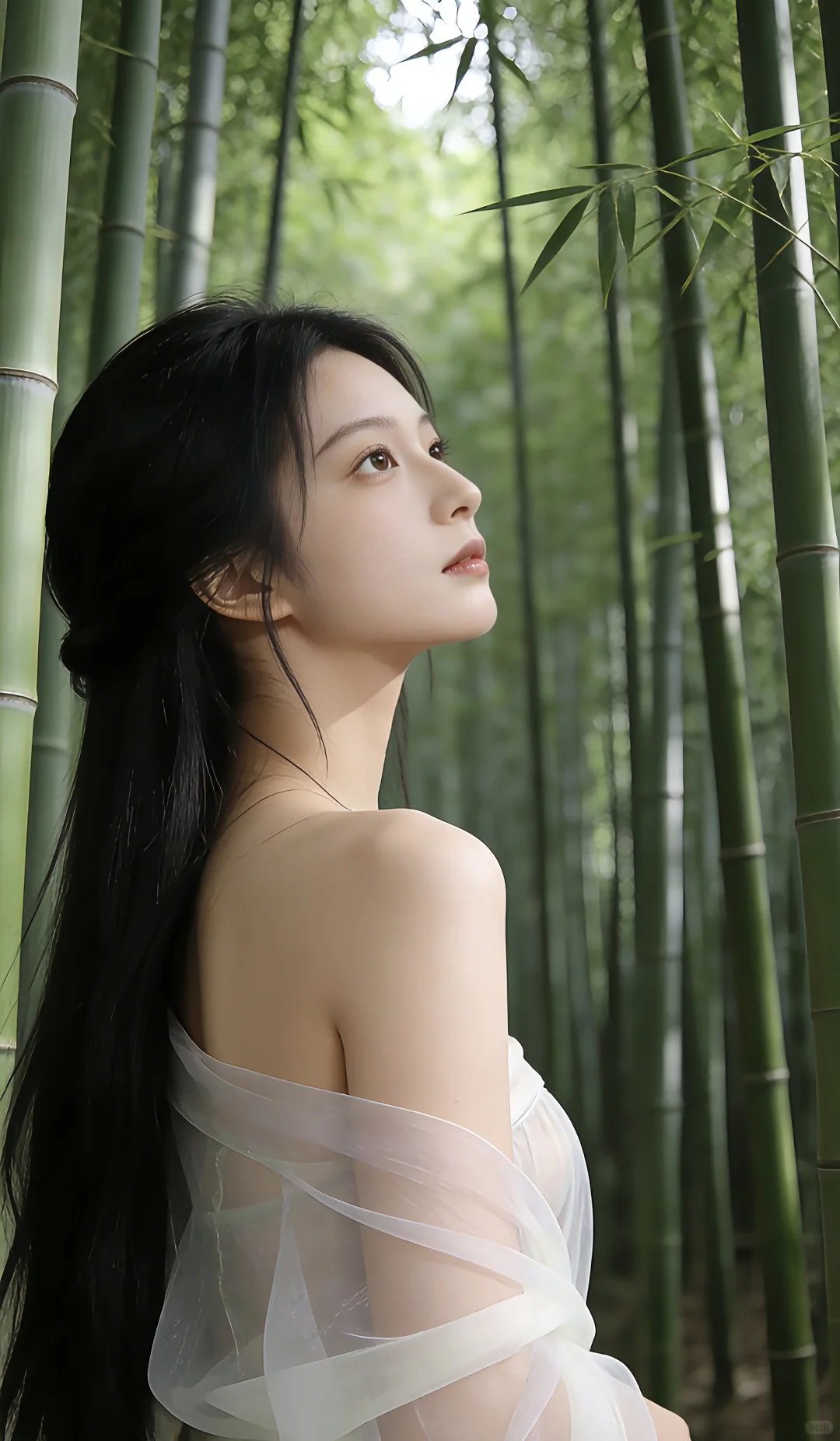 壁纸系：竹林中的姑娘，救命她真的好清纯～～
