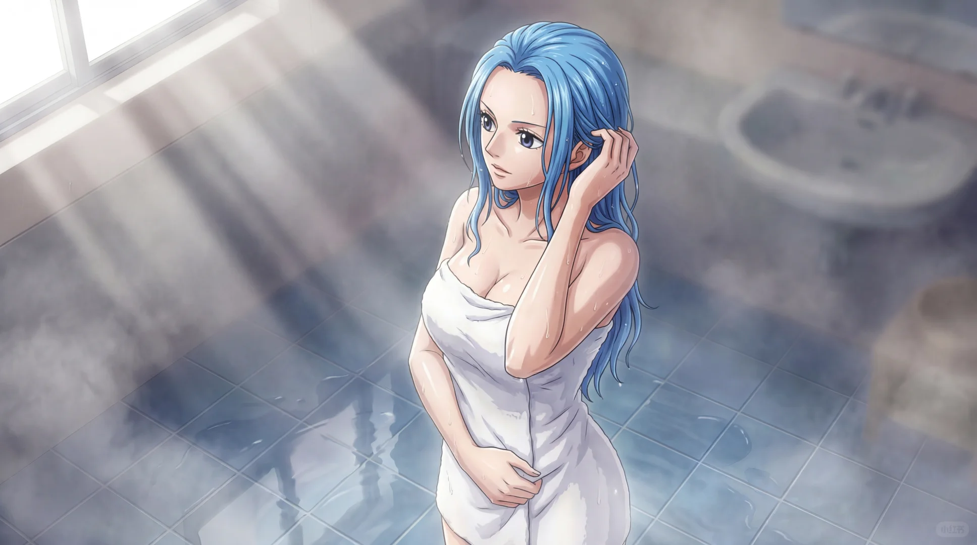 假如海贼王女神借用你家浴室，你会……？