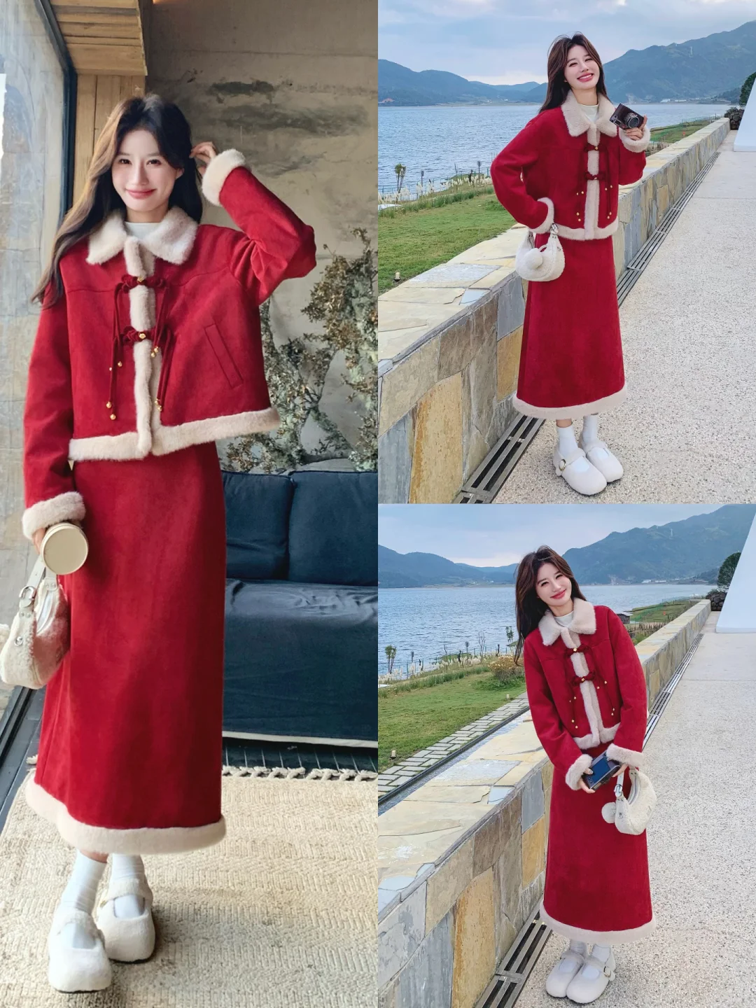 今冬短外套+半裙火了，优雅高级，又有女人味