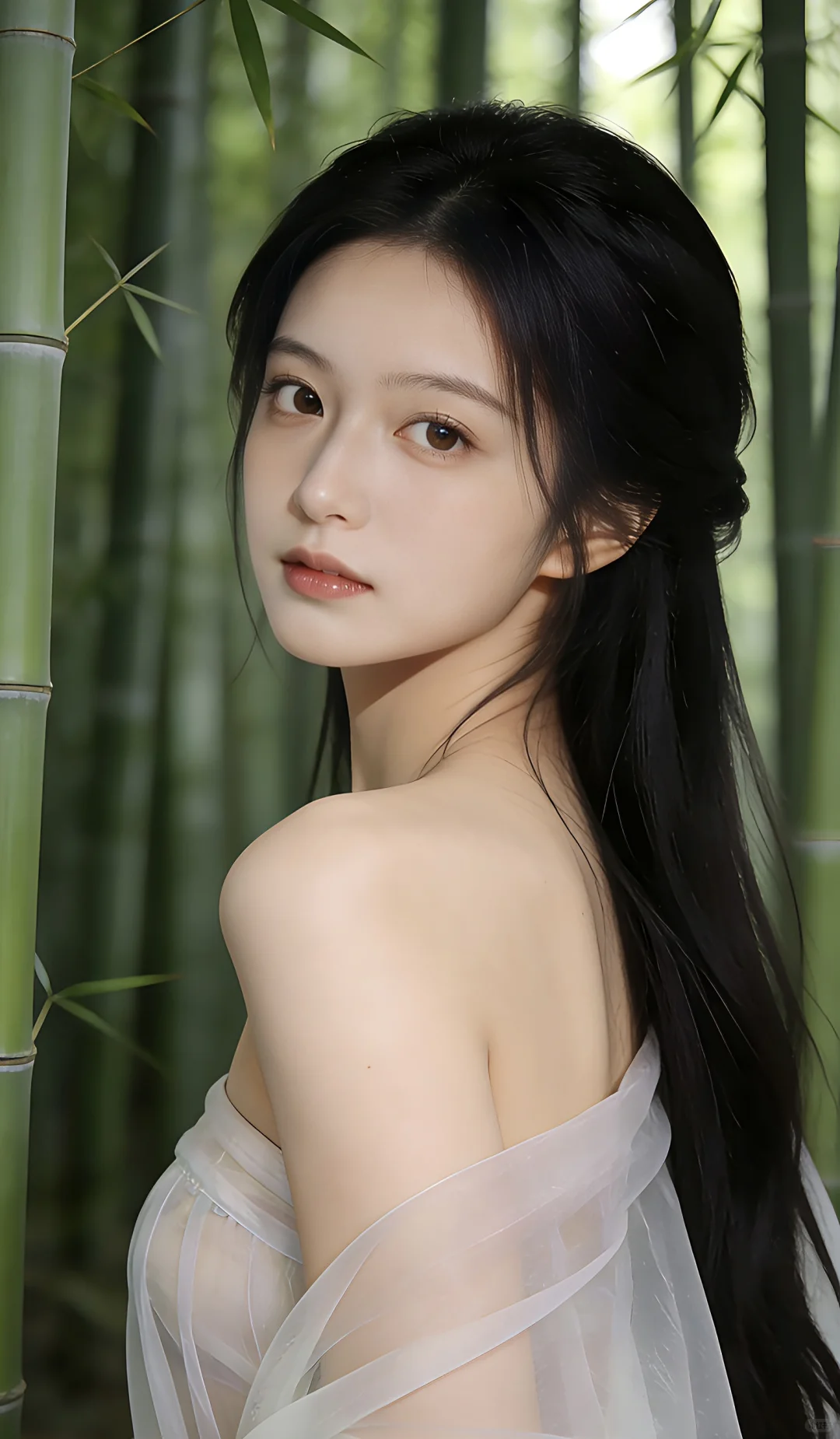 壁纸系：竹林中的姑娘，救命她真的好清纯～～