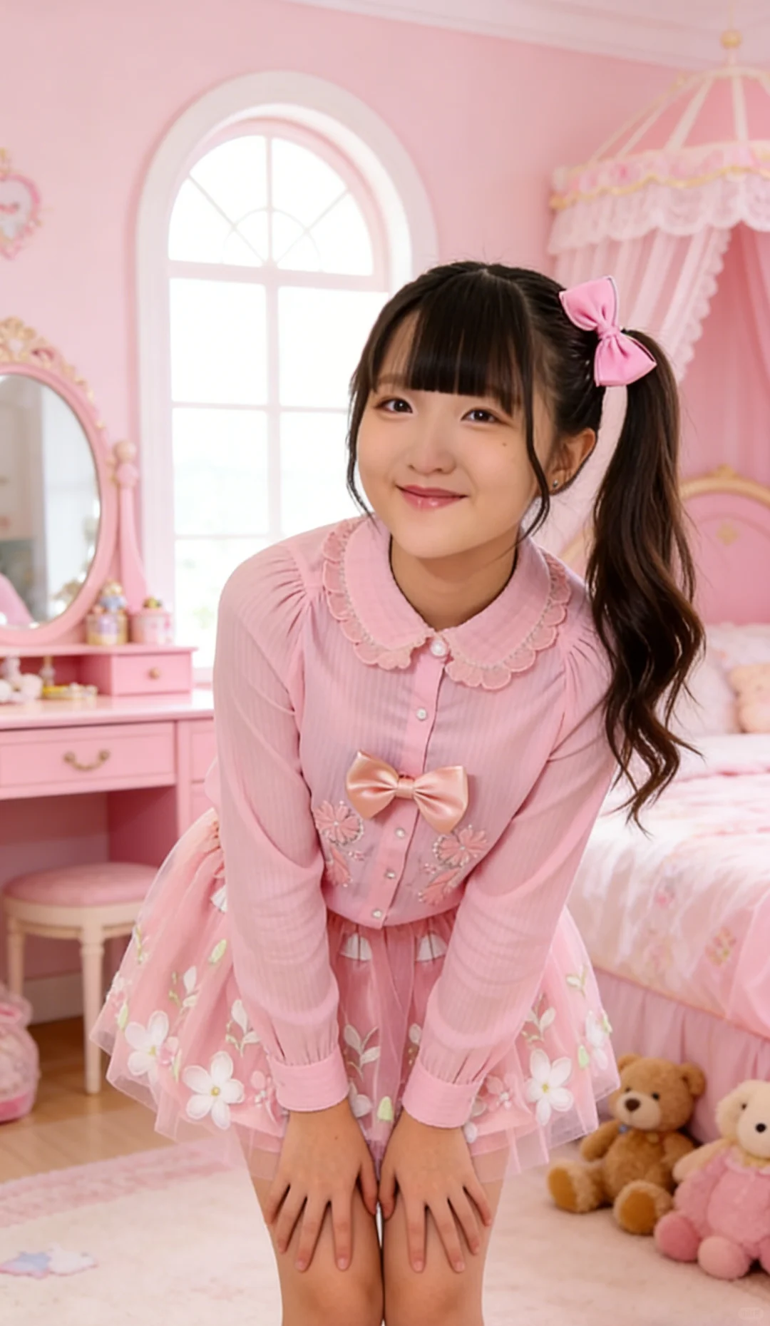 粉色控可爱美少女时装秀 娃娃领花边 粉系裙