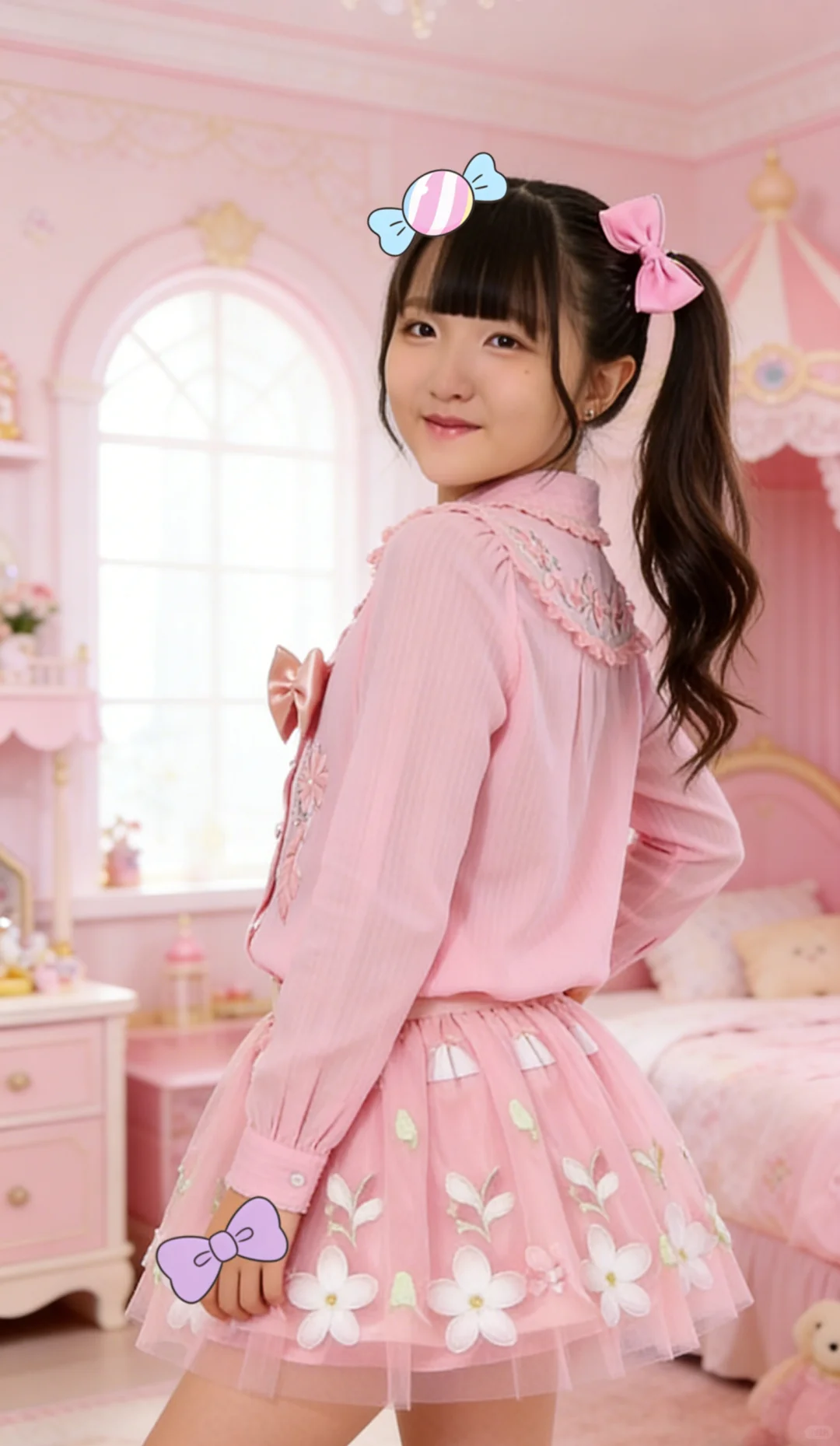 粉色控可爱美少女时装秀 娃娃领花边 粉系裙