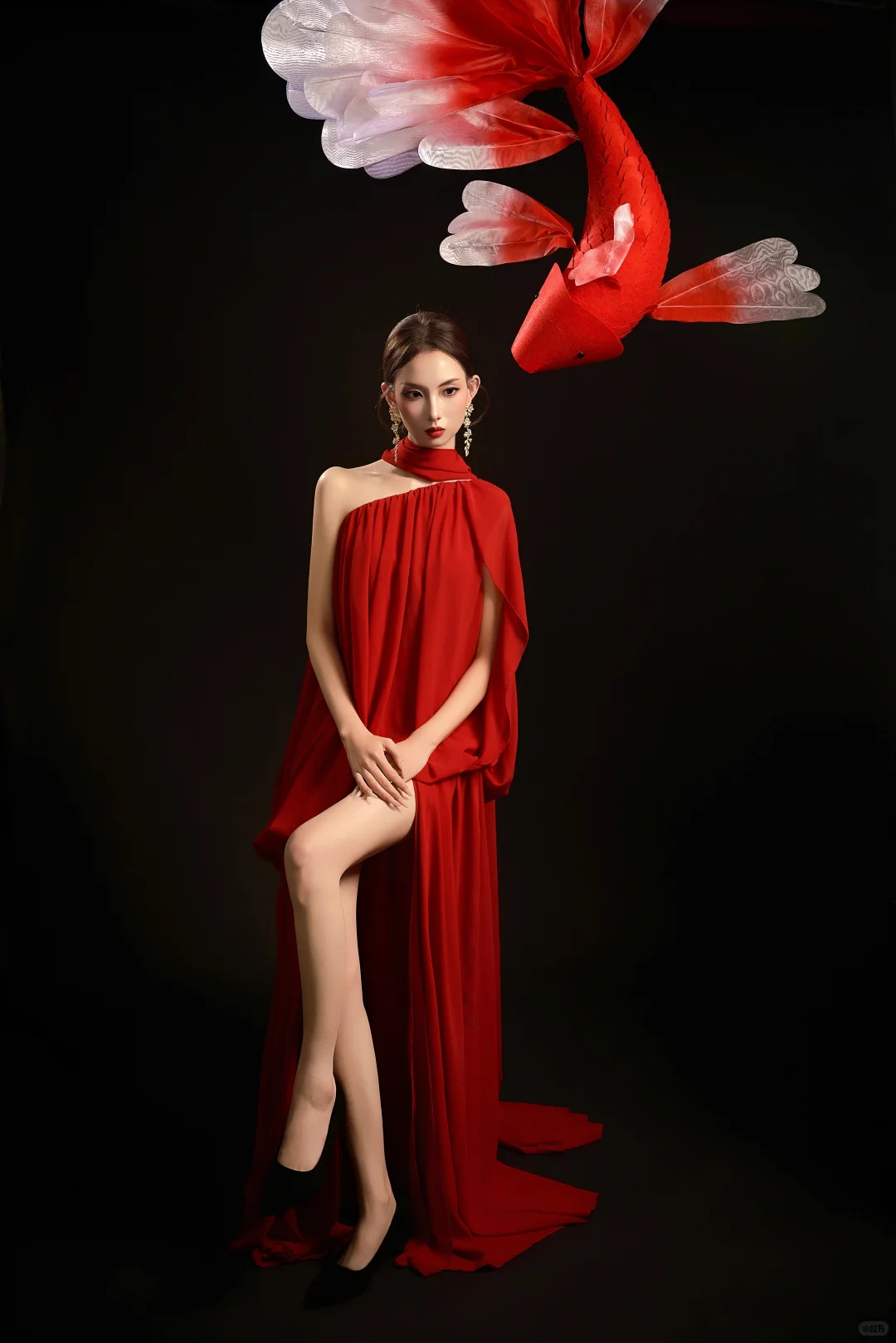 今日妆造｜红裙锦鲤写真