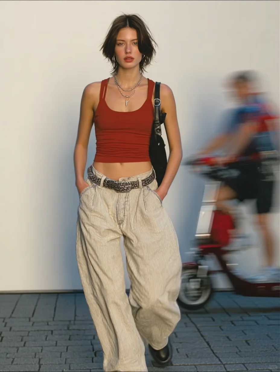 浓郁色彩系美式复古风街拍