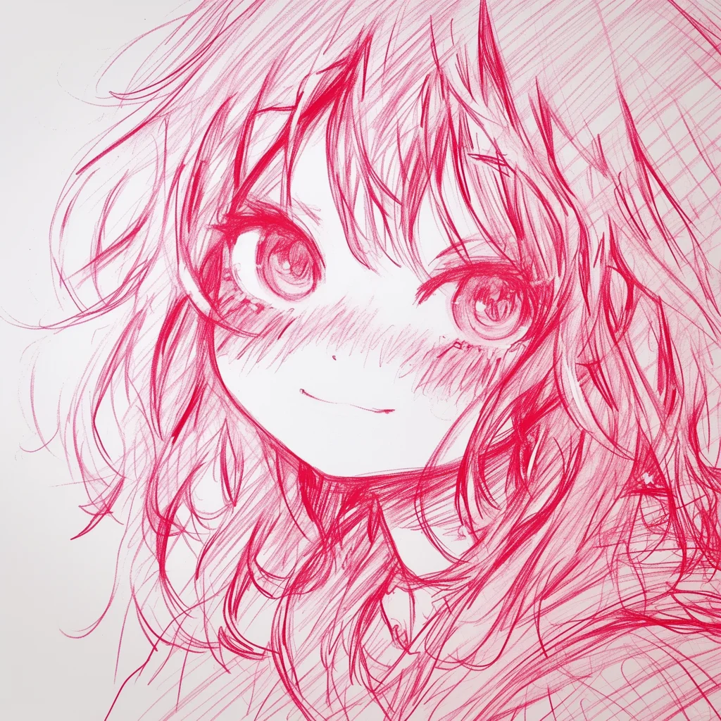 超绝的红色系线条头像