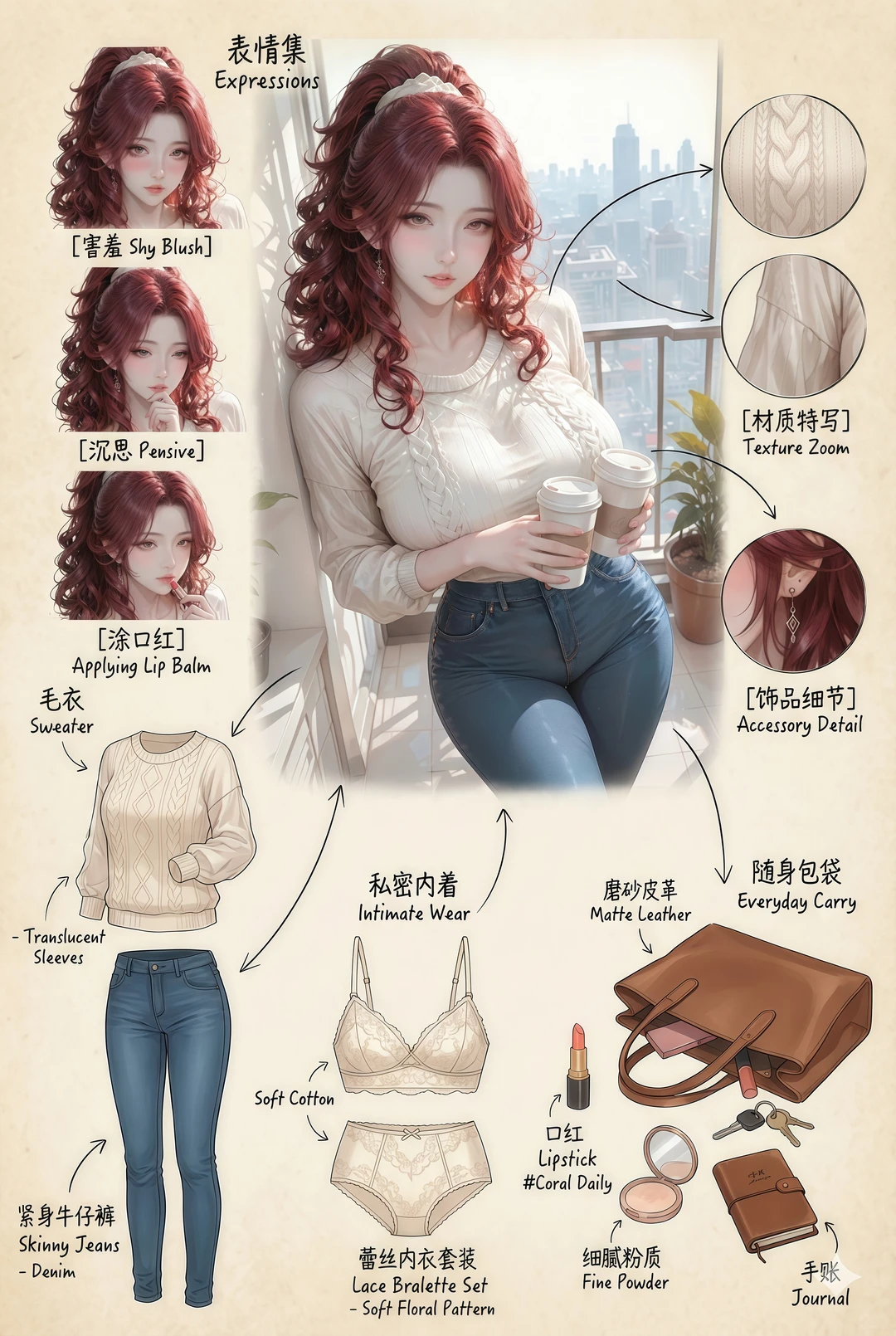 今天是日常系红发女友穿搭！