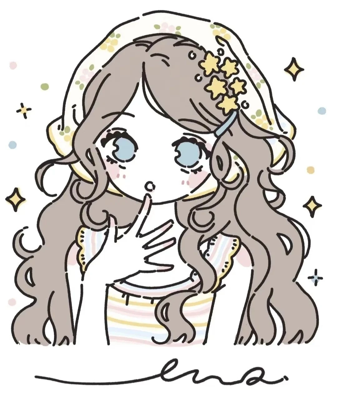 线条女孩手绘头像