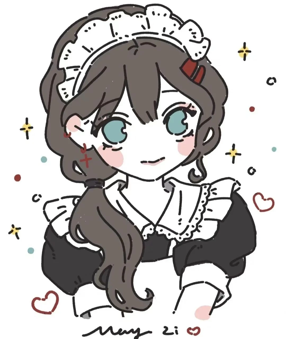 线条女孩手绘头像