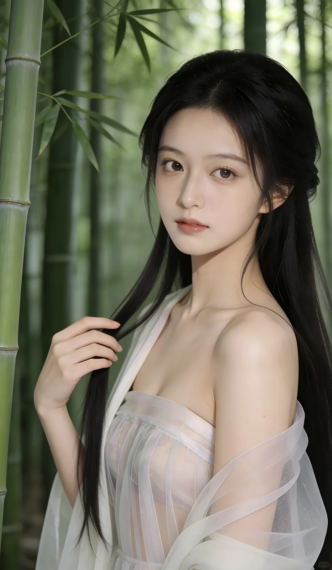 壁纸系：竹林中的姑娘，救命她真的好清纯～～