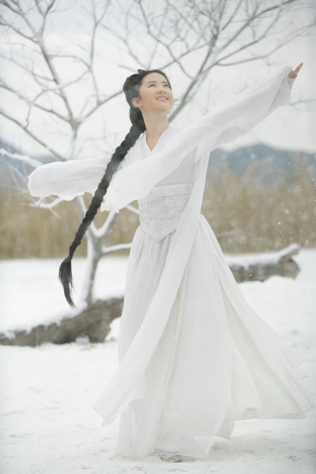 刘亦菲神雕侠侣小龙女雪中起舞剧照（原色）