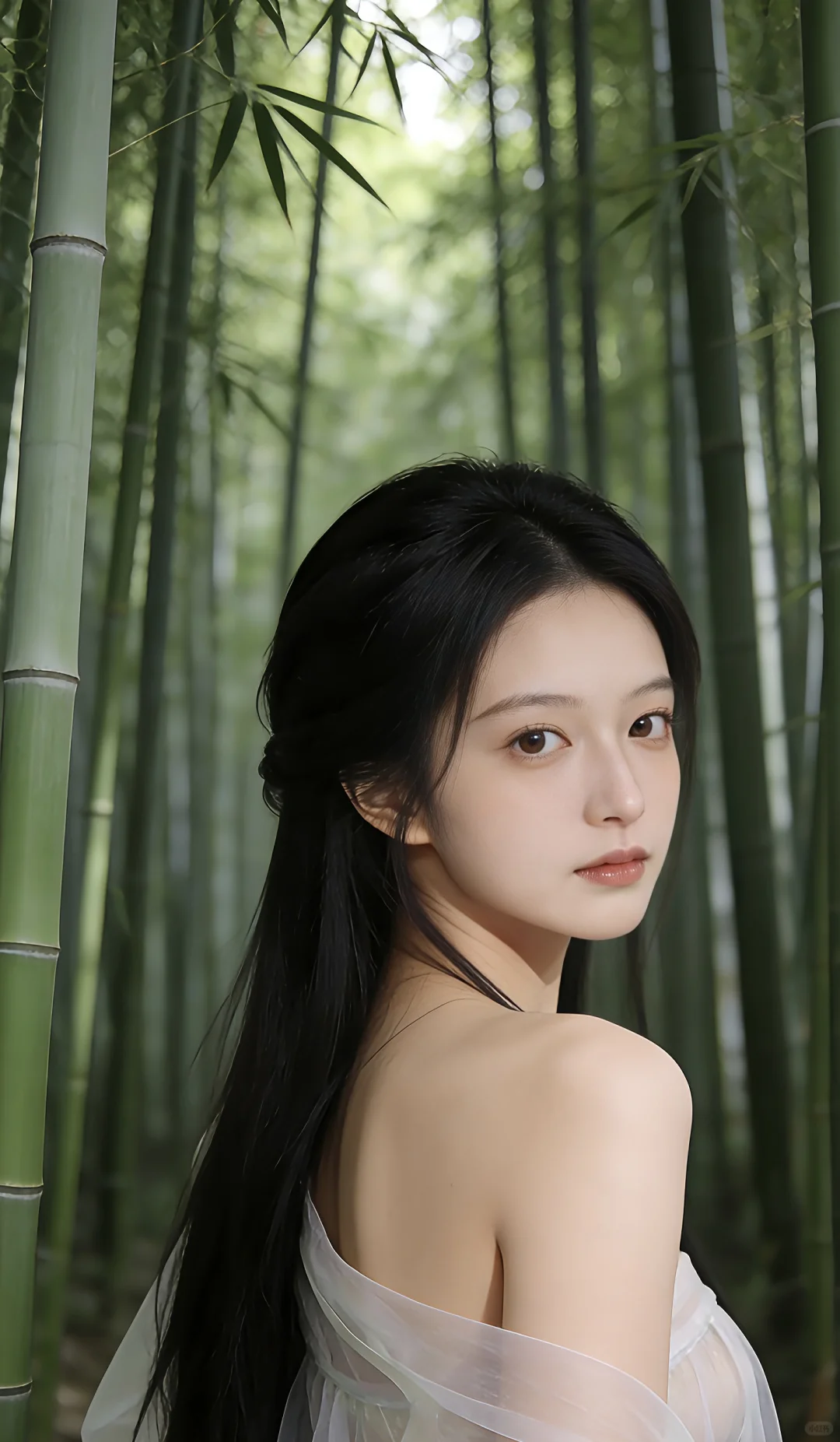壁纸系：竹林中的姑娘，救命她真的好清纯～～