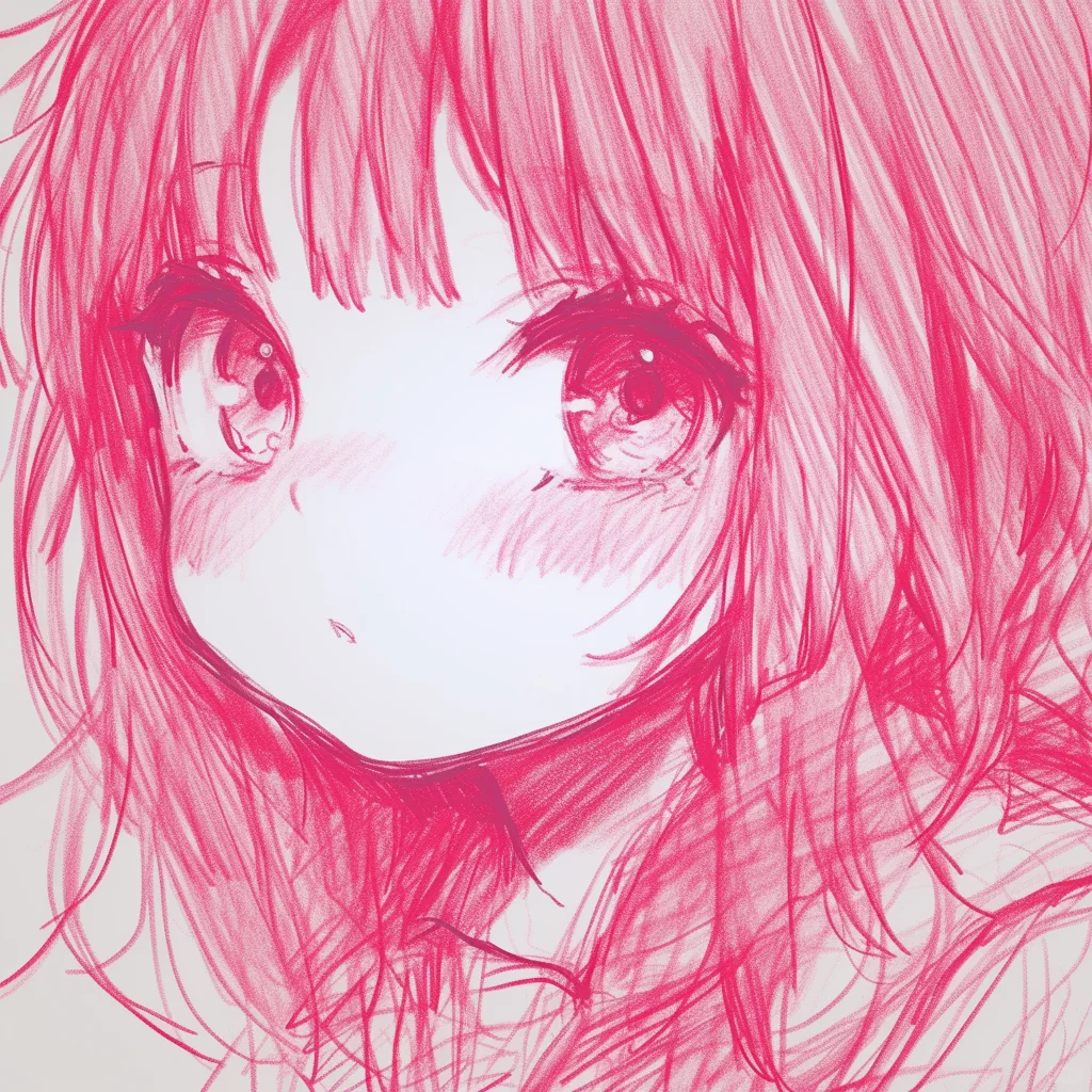 超绝的红色系线条头像