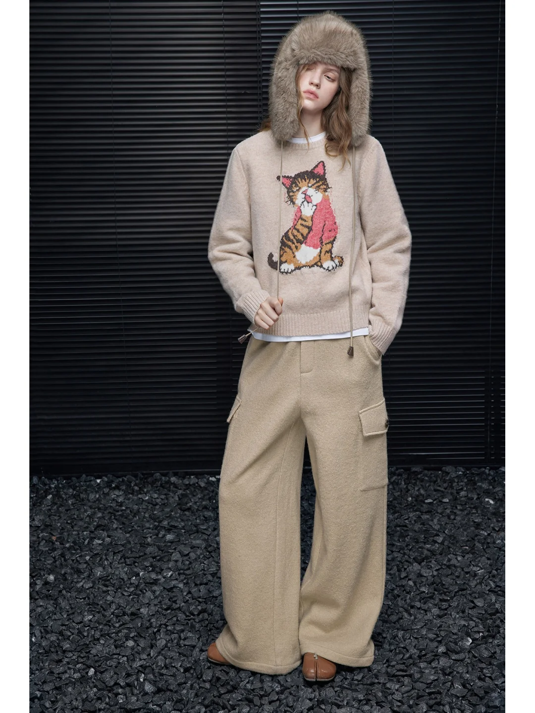 羊毛毛呢阔腿裤女