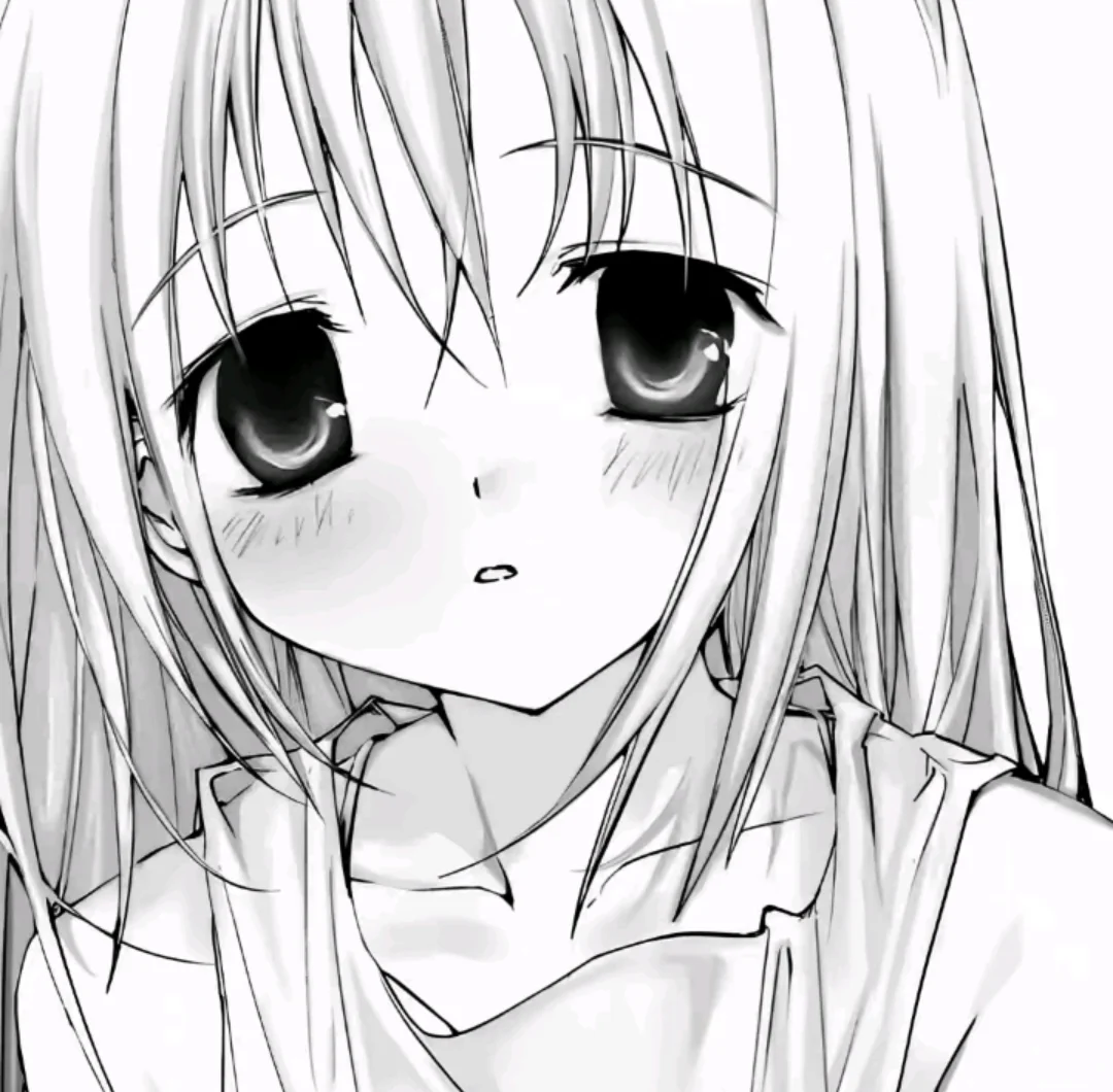 动漫女生黑白线条风头像