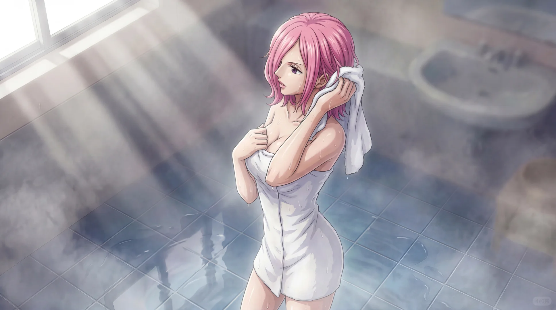 假如海贼王女神借用你家浴室，你会……？