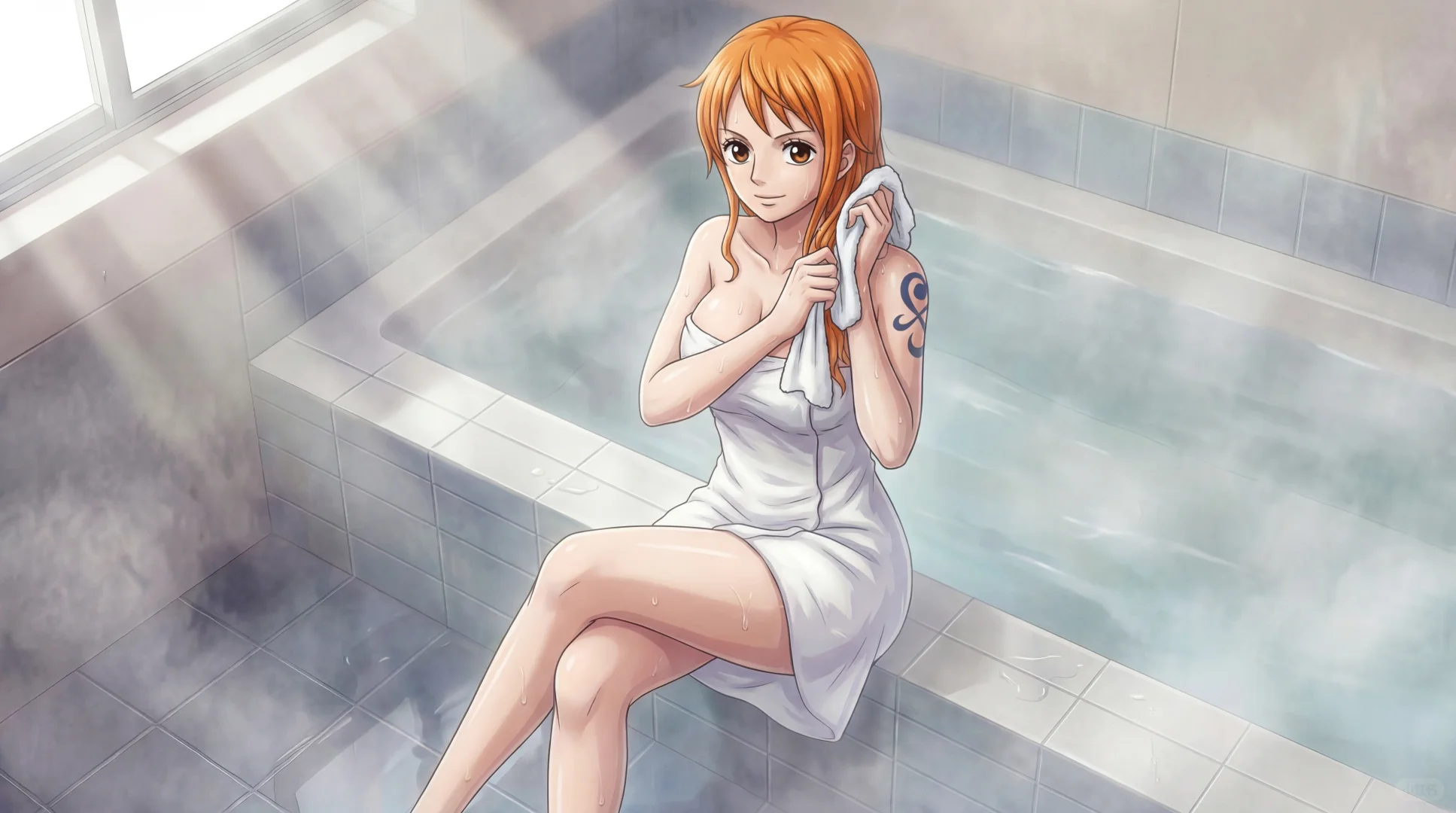 假如海贼王女神借用你家浴室，你会……？