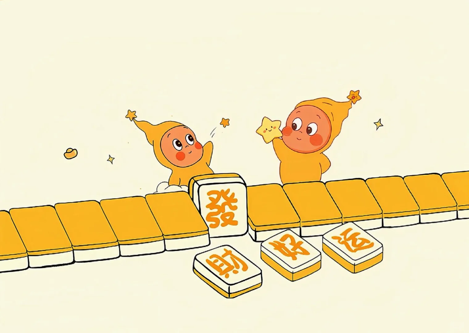 平板壁纸｜星星人麻将发财好运壁纸