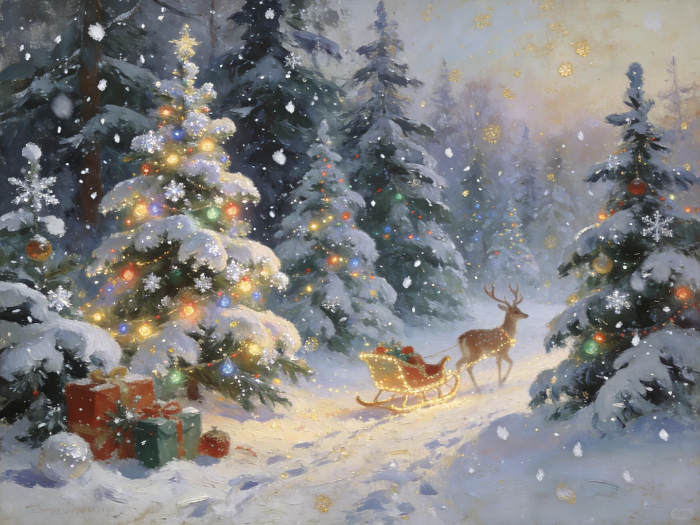 鹿在雪地的童话里✨圣诞壁纸来啦！