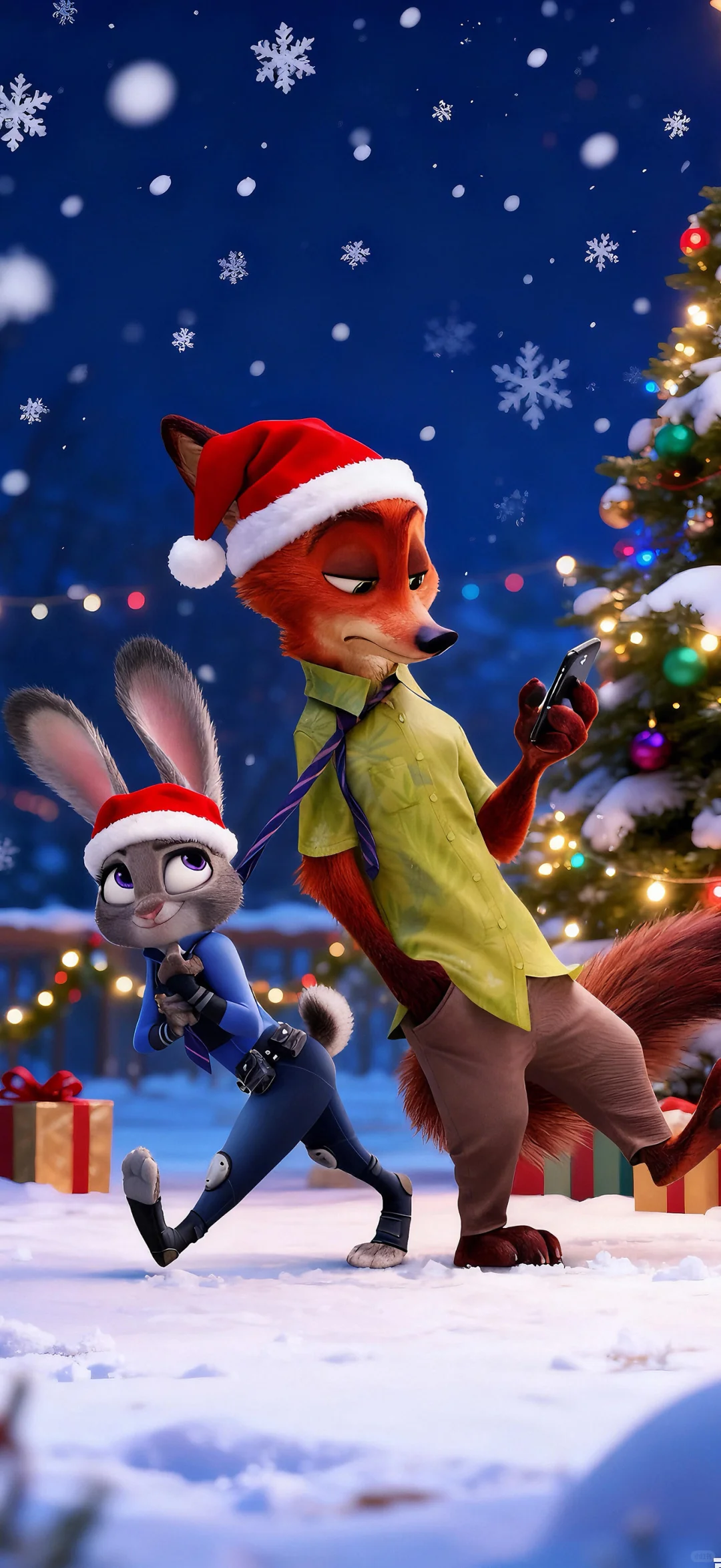 iOS26·疯狂动物城圣诞壁纸·好美！