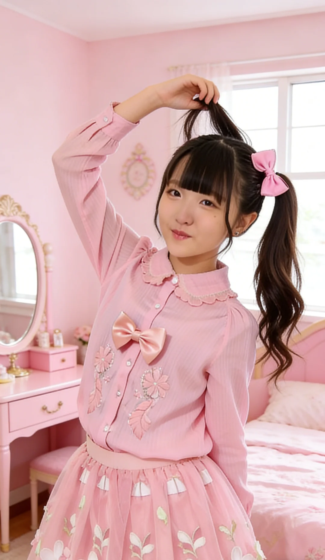 粉色控可爱美少女时装秀 娃娃领花边 粉系裙