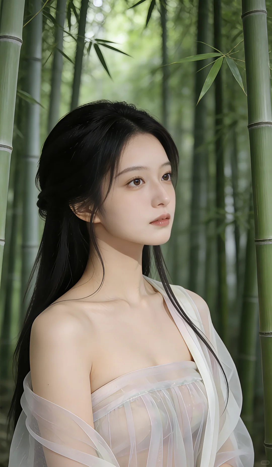 壁纸系：竹林中的姑娘，救命她真的好清纯～～