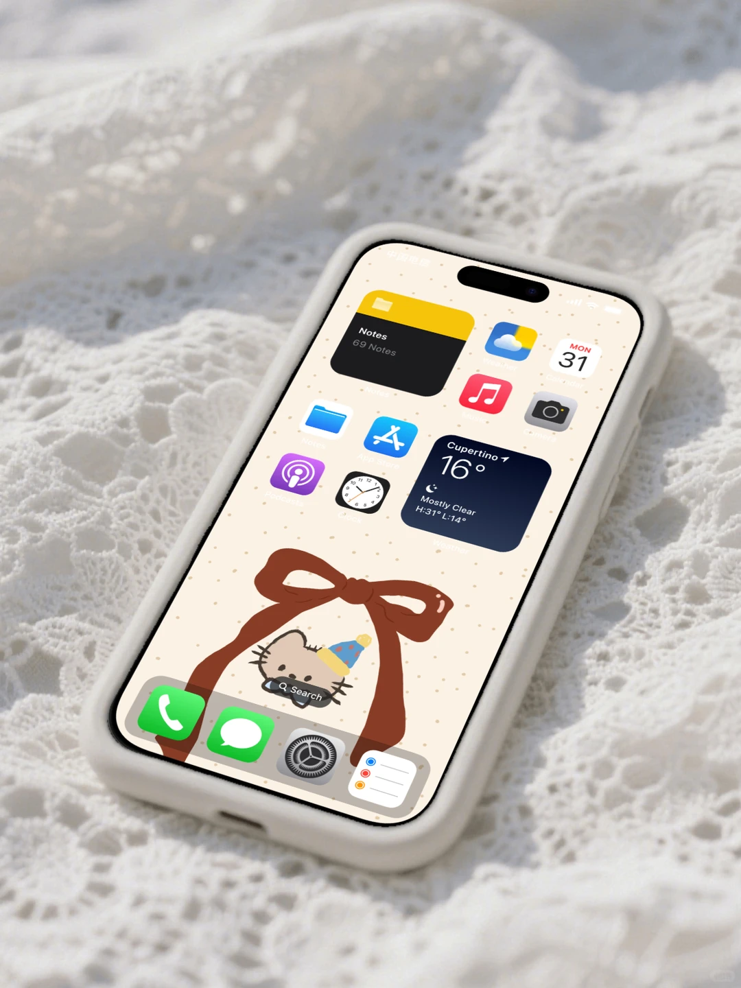 蝴蝶结手机壁纸|哈喽Kitty 0196