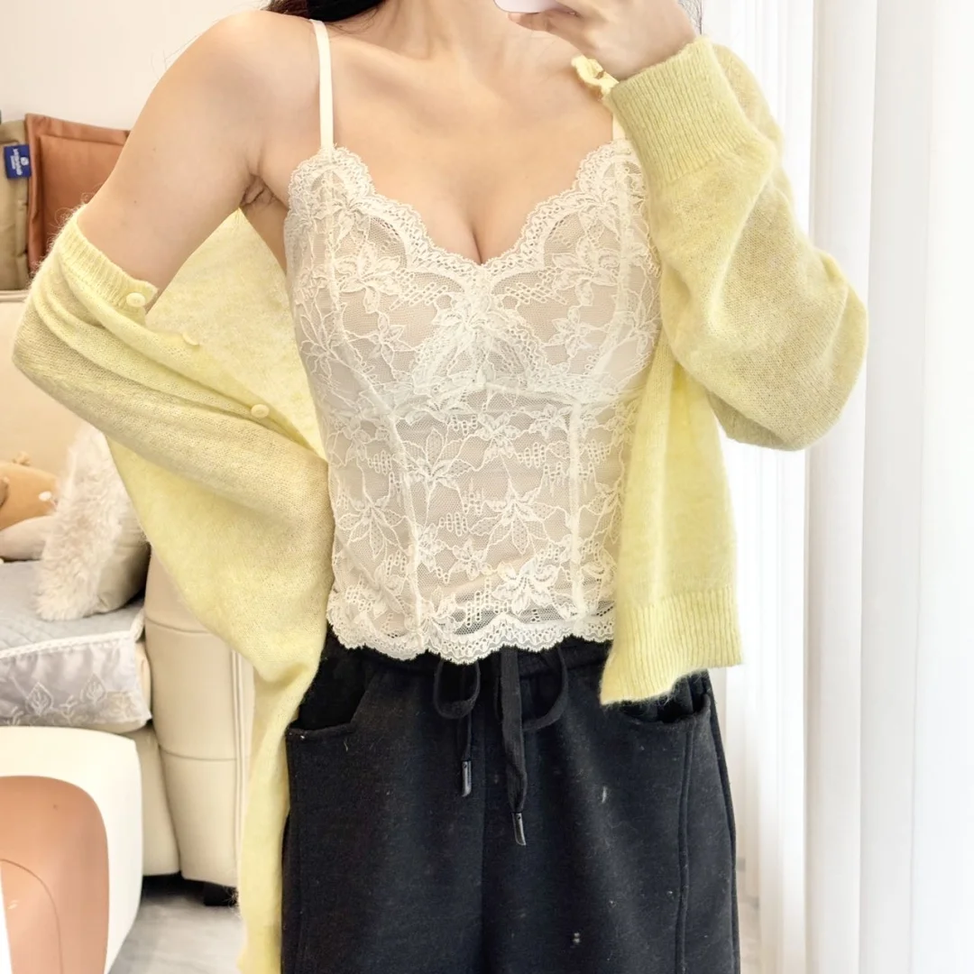蕾丝吊带yyds！自带胸垫懒人福音