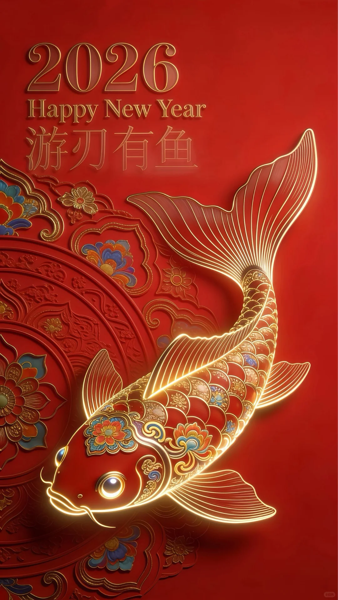 锦鲤贺岁，游刃有鱼！2026新年壁纸