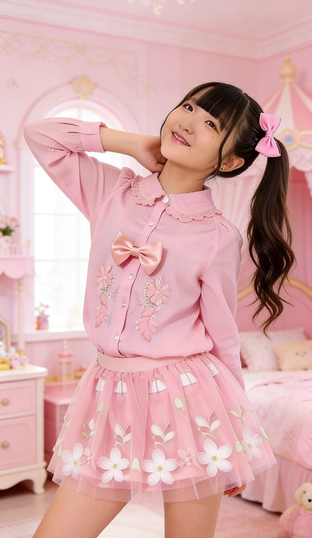 粉色控可爱美少女时装秀 娃娃领花边 粉系裙