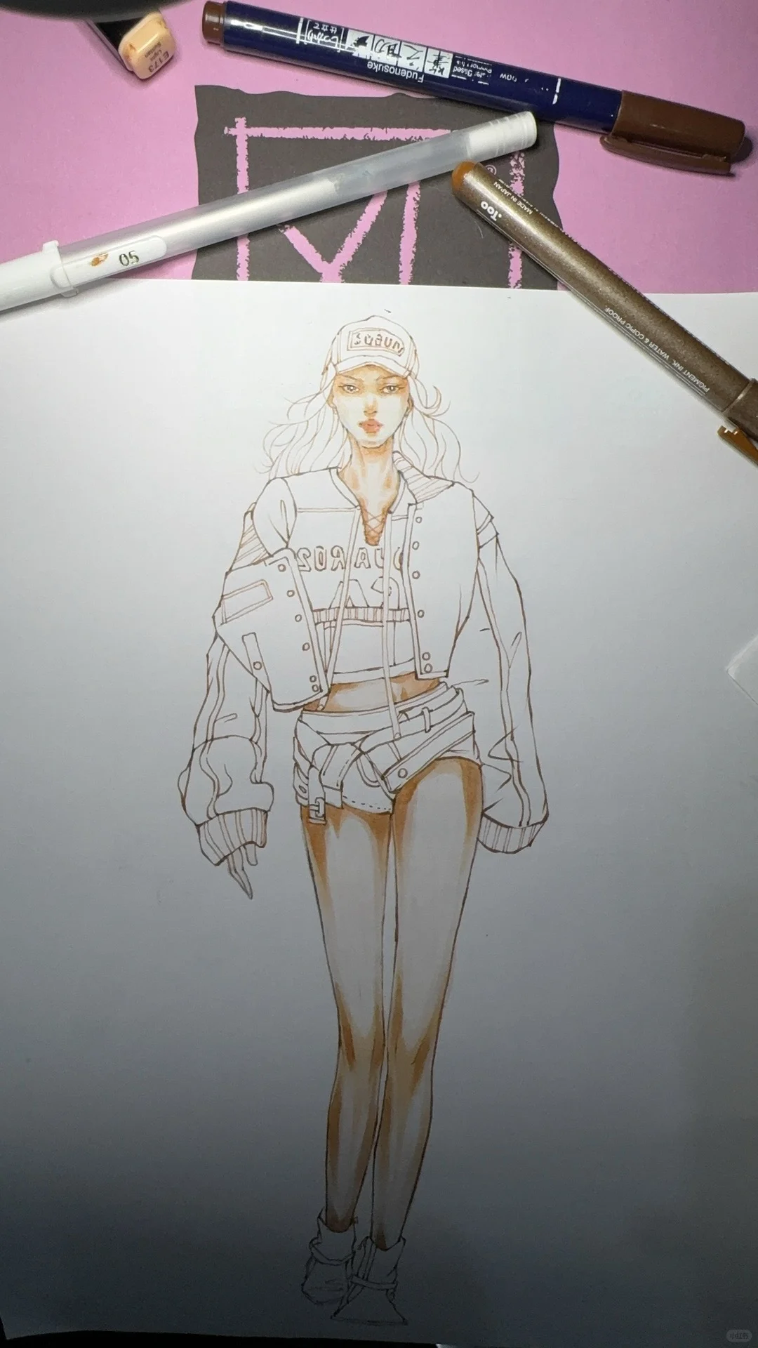 白描线条女孩～～～～～～～～