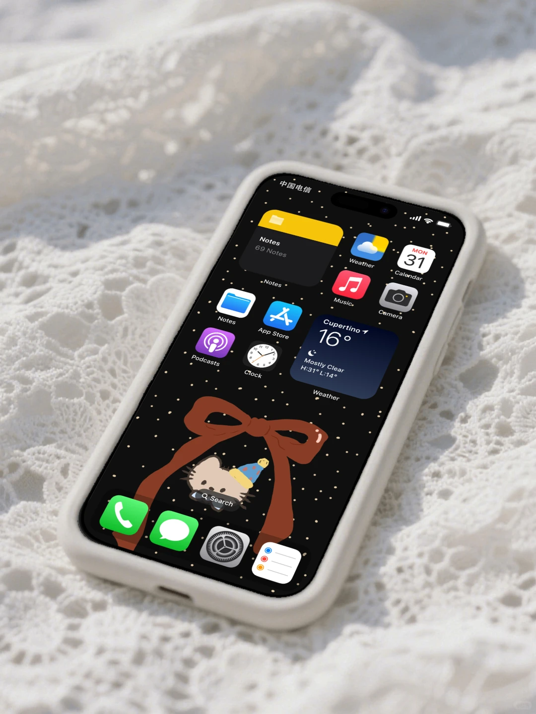 蝴蝶结手机壁纸|哈喽Kitty 0196