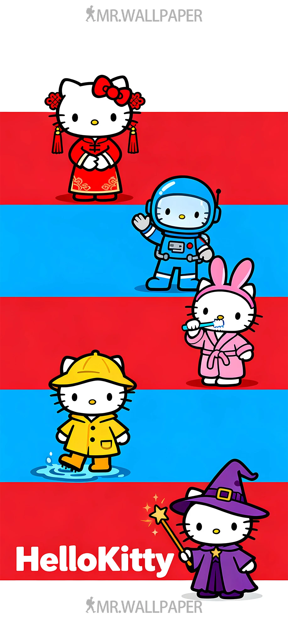 红蓝HelloKitty丨kitty时装秀丨4K原创壁纸