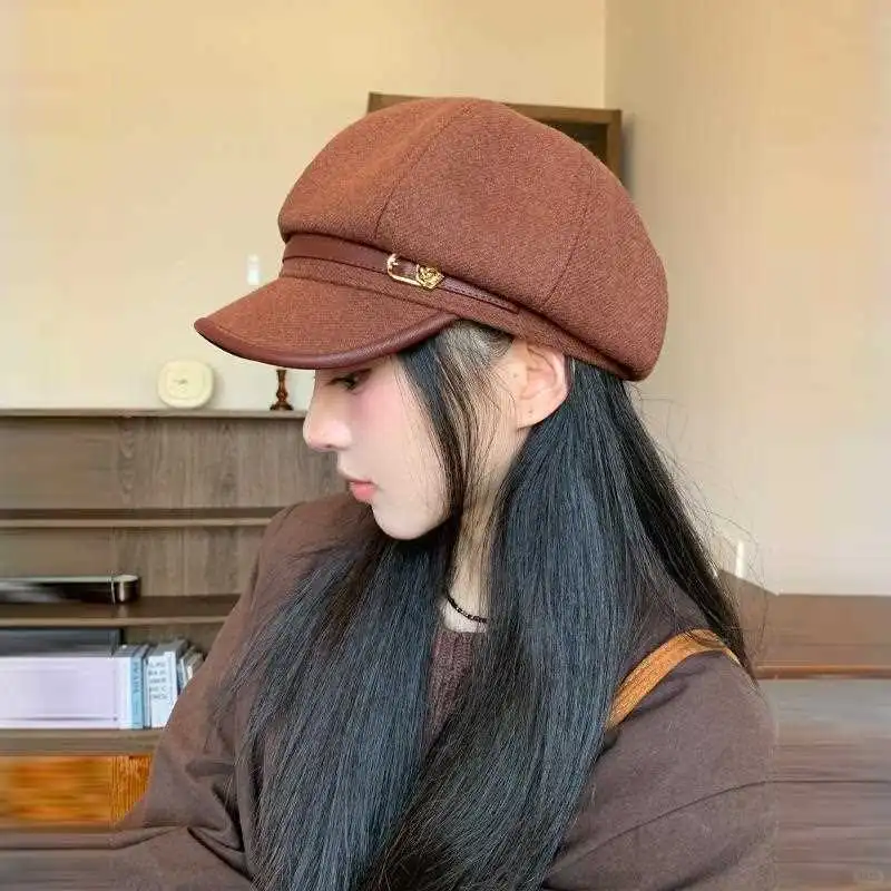 日系复古文艺风黑色鸭舌贝雷帽女休闲百搭