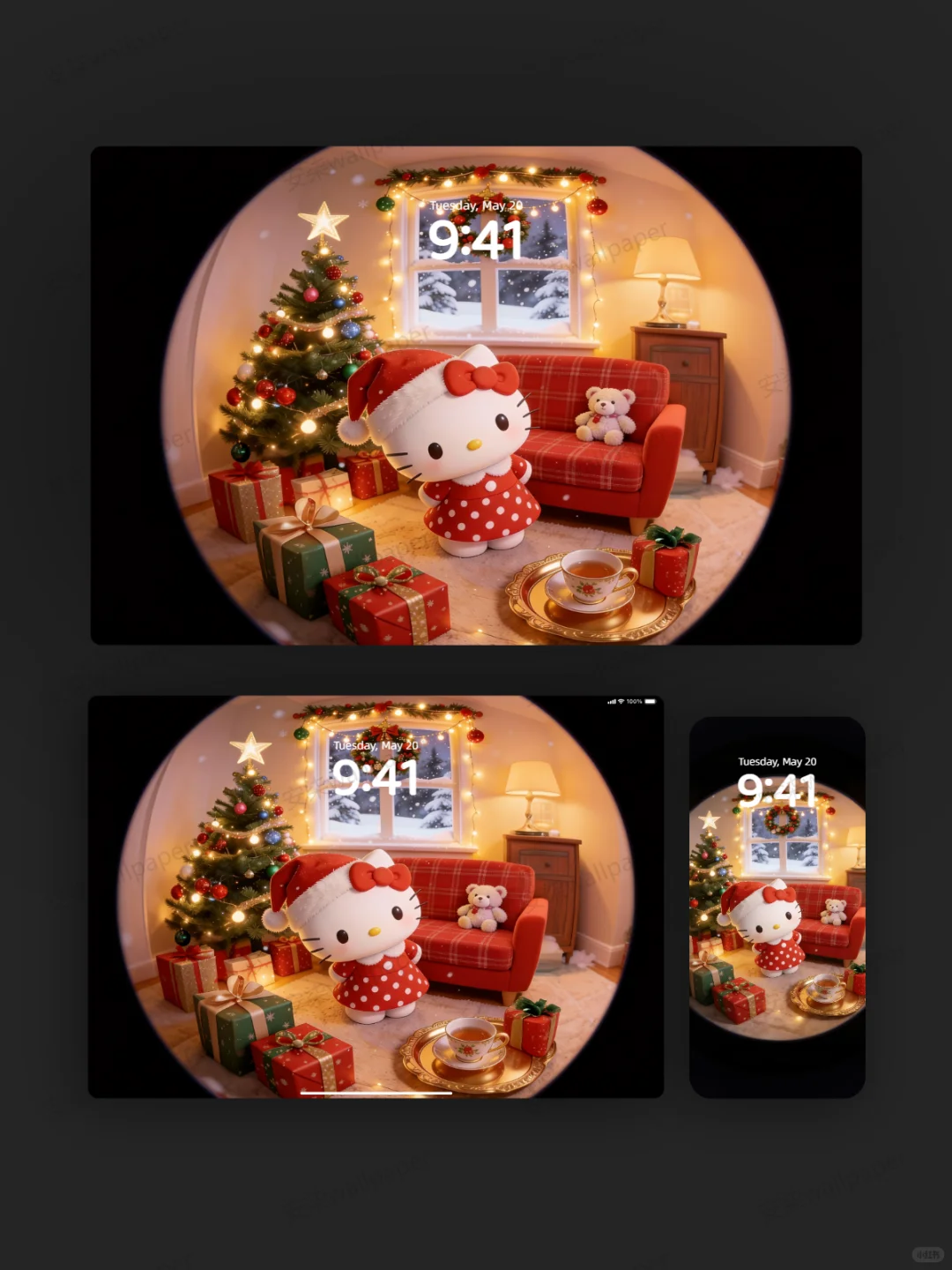 384｜创意动态壁纸｜kitty圣诞小屋