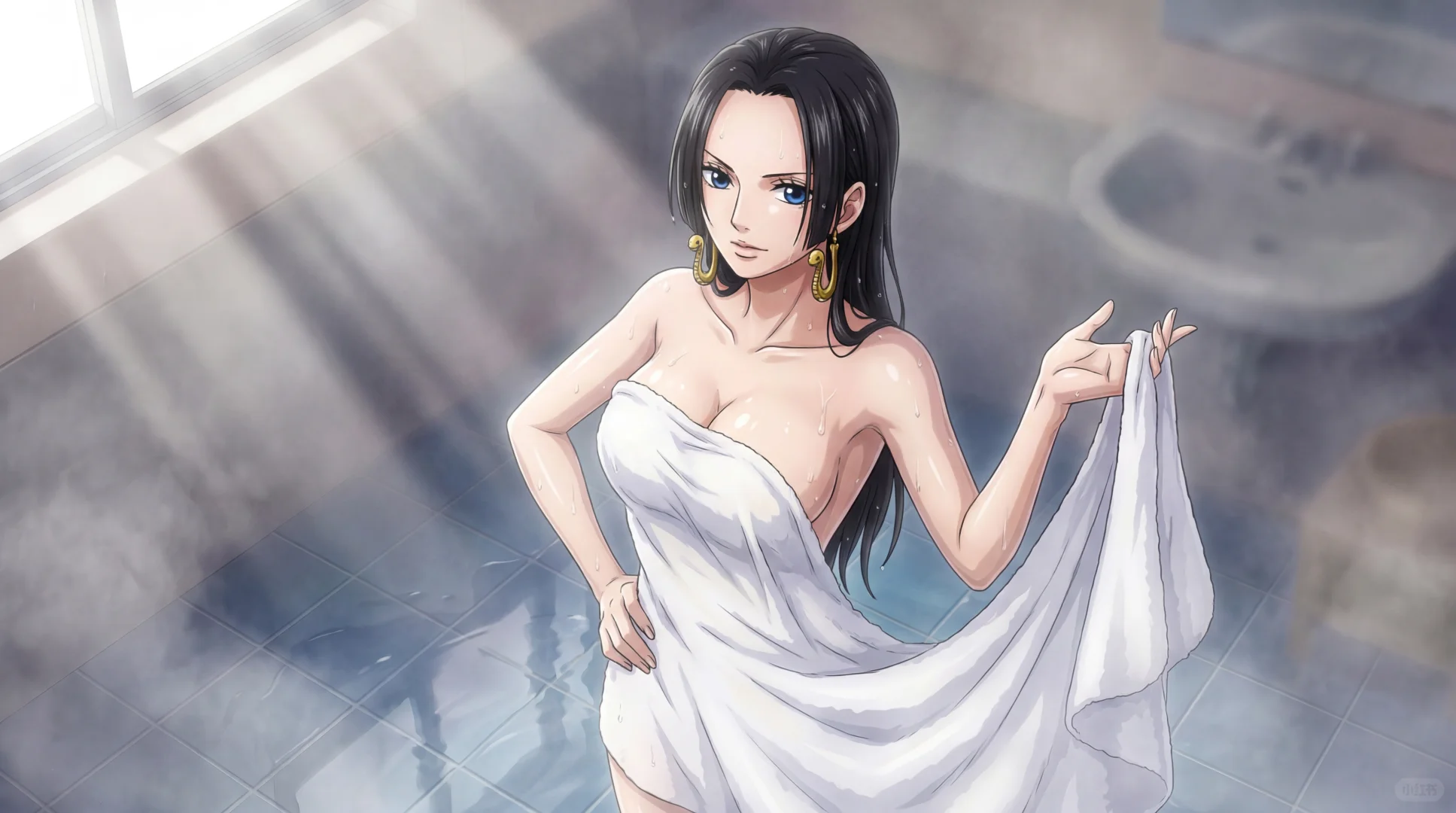 假如海贼王女神借用你家浴室，你会……？