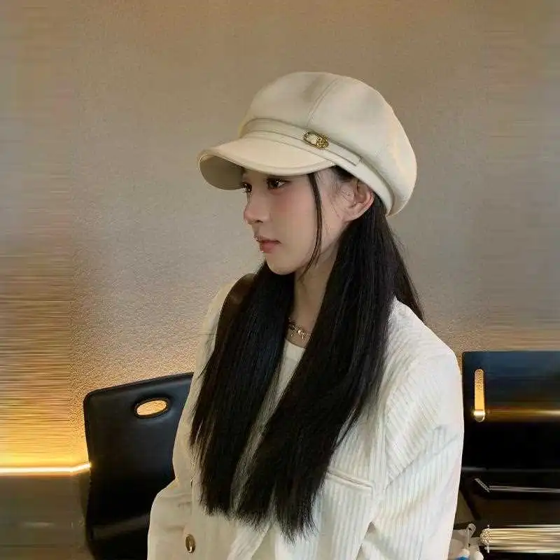 日系复古文艺风黑色鸭舌贝雷帽女休闲百搭