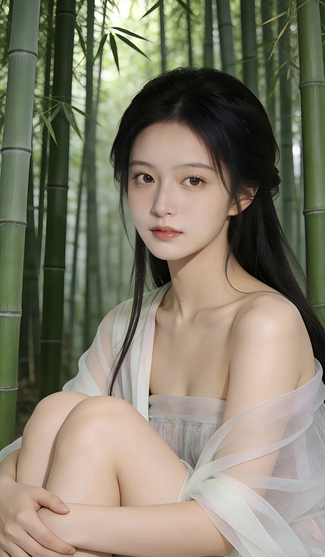 壁纸系：竹林中的姑娘，救命她真的好清纯～～