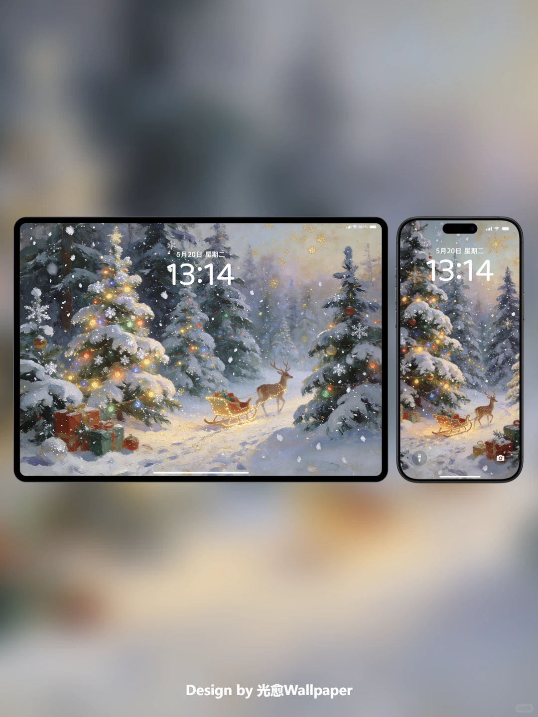 鹿在雪地的童话里✨圣诞壁纸来啦！