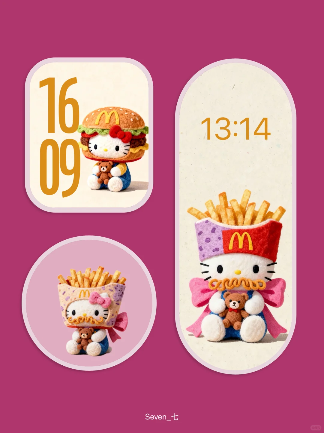 hellokitty壁纸∎被🍔头和🍟头kitty直接萌化