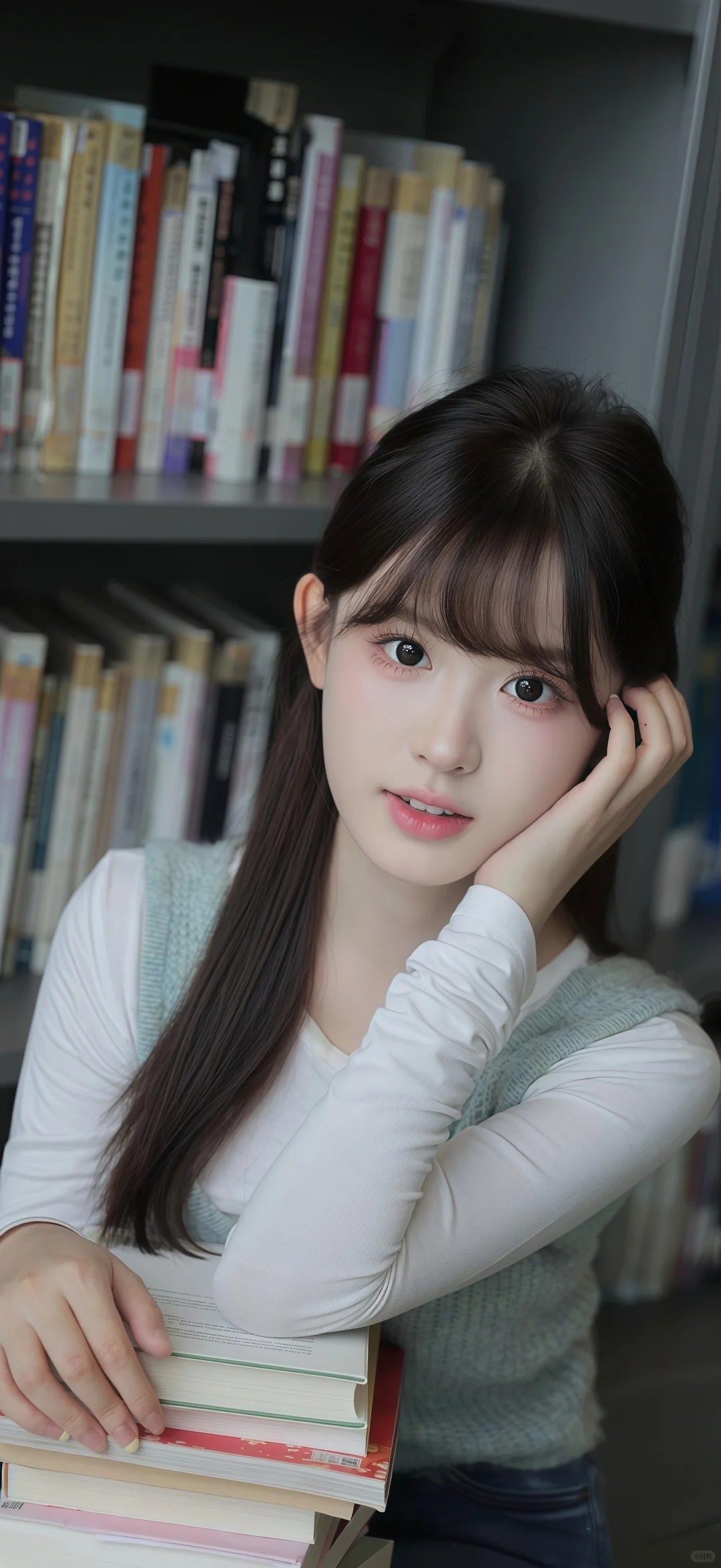 冷白皮的氛围感蓝光～～～高清美女壁纸