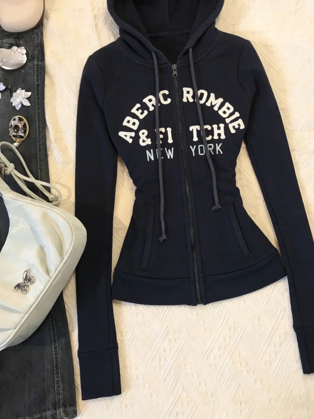 vintage 古着💕千禧辣妹复古连帽卫衣外套！