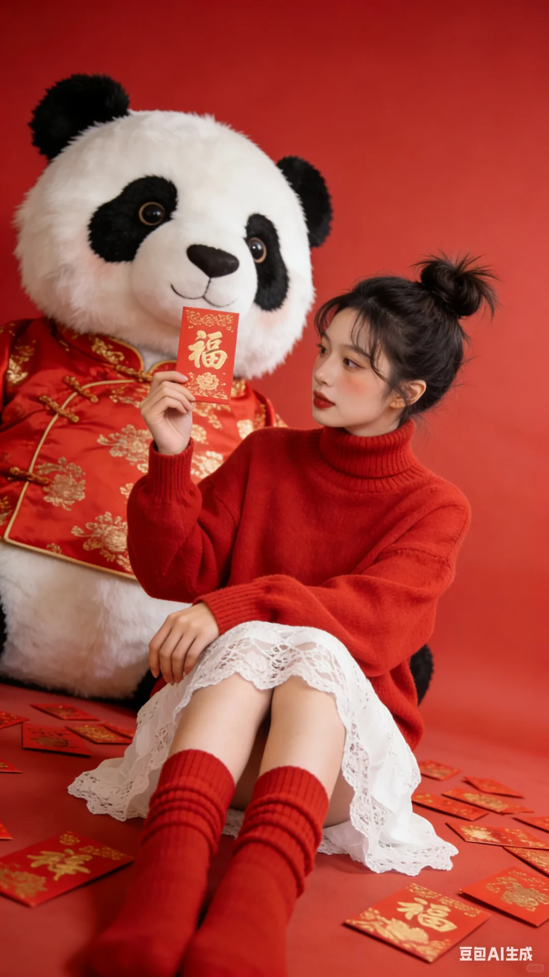 大熊猫陪你红红火火过新年｜AI生成‼️