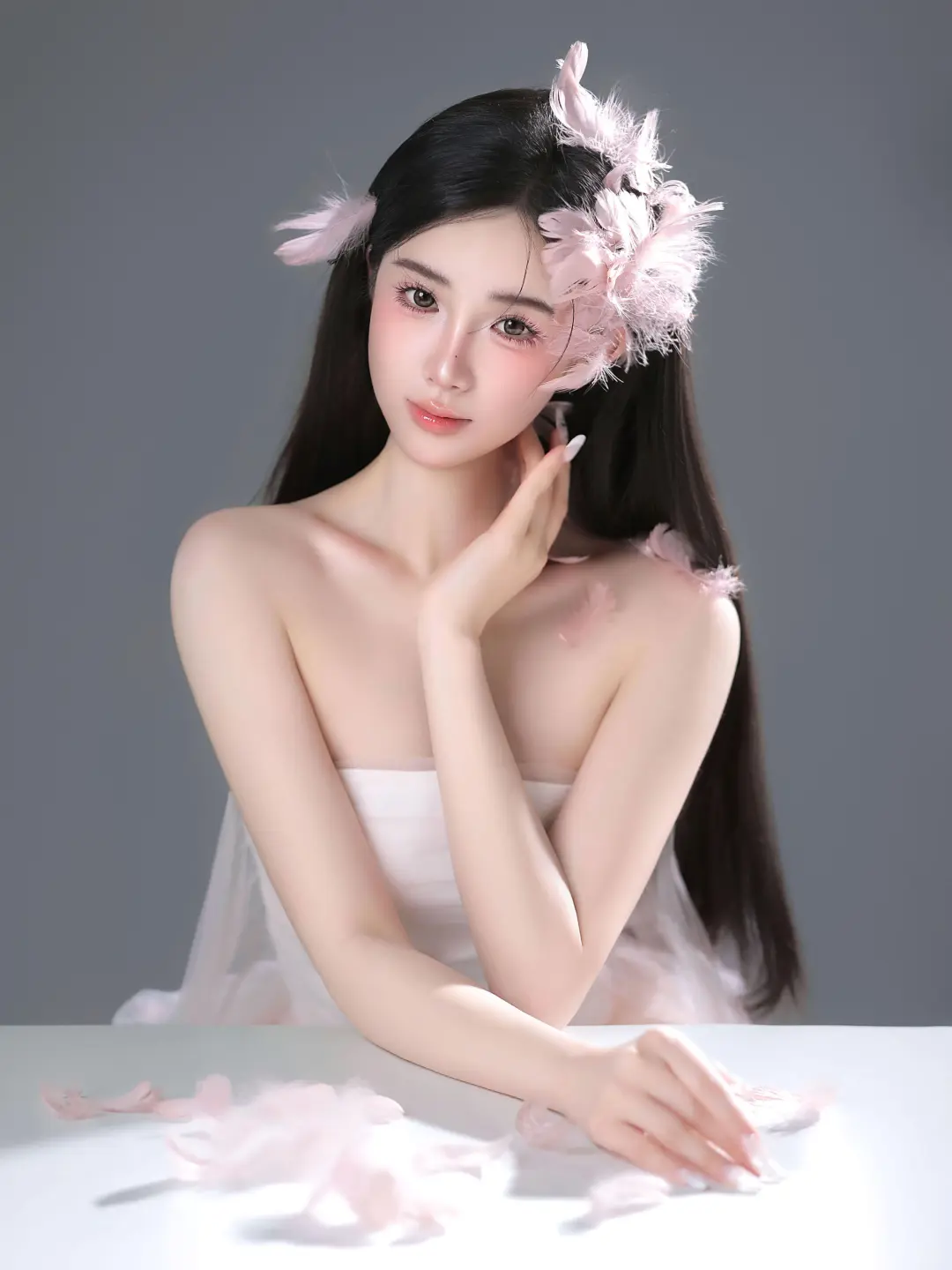 🦢☁️*ੈ♡⸝⸝🎀⋆ 纯欲羽毛写真