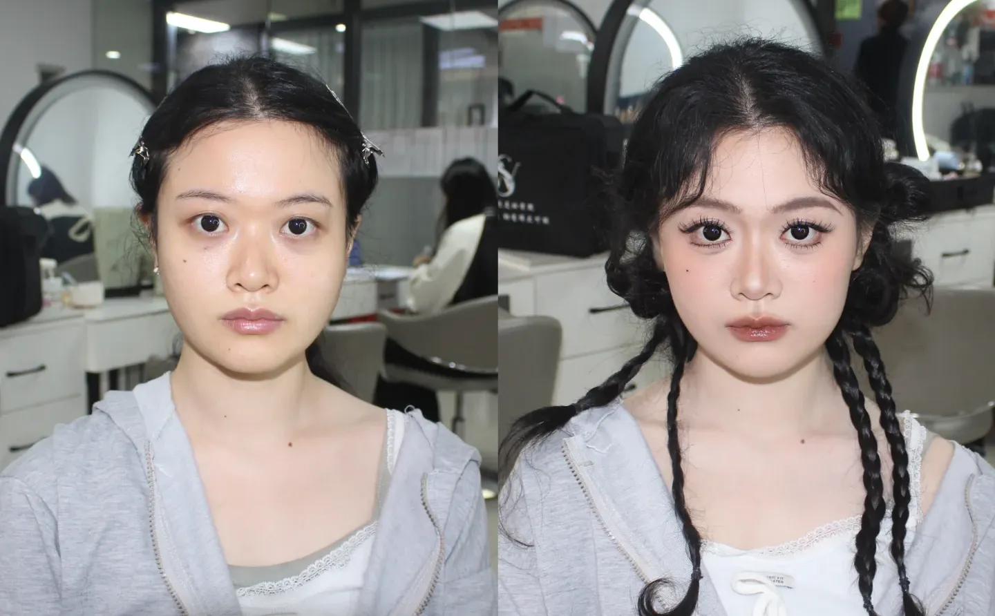 千禧辣妹妆|往后翻素颜对比