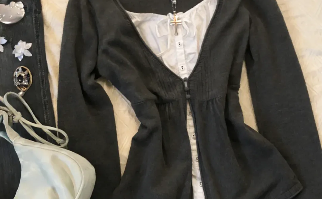 古着vintage💕千禧辣妹复古假两件上衣！