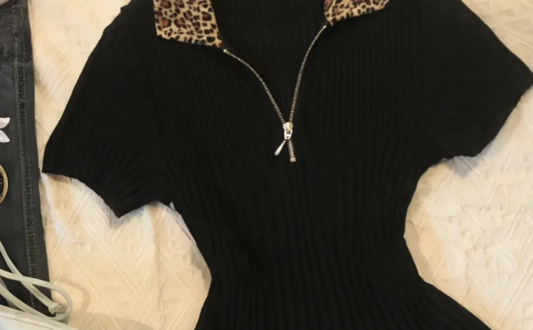 vintage 古着💕千禧辣妹掐腰豹纹上衣！🐆