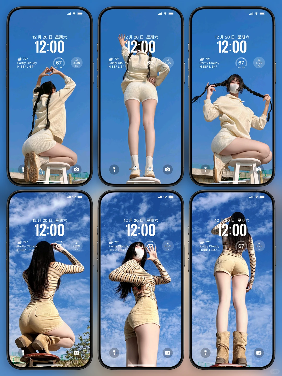 天空美女蓝色系高级感锁屏壁纸丨简介拿图